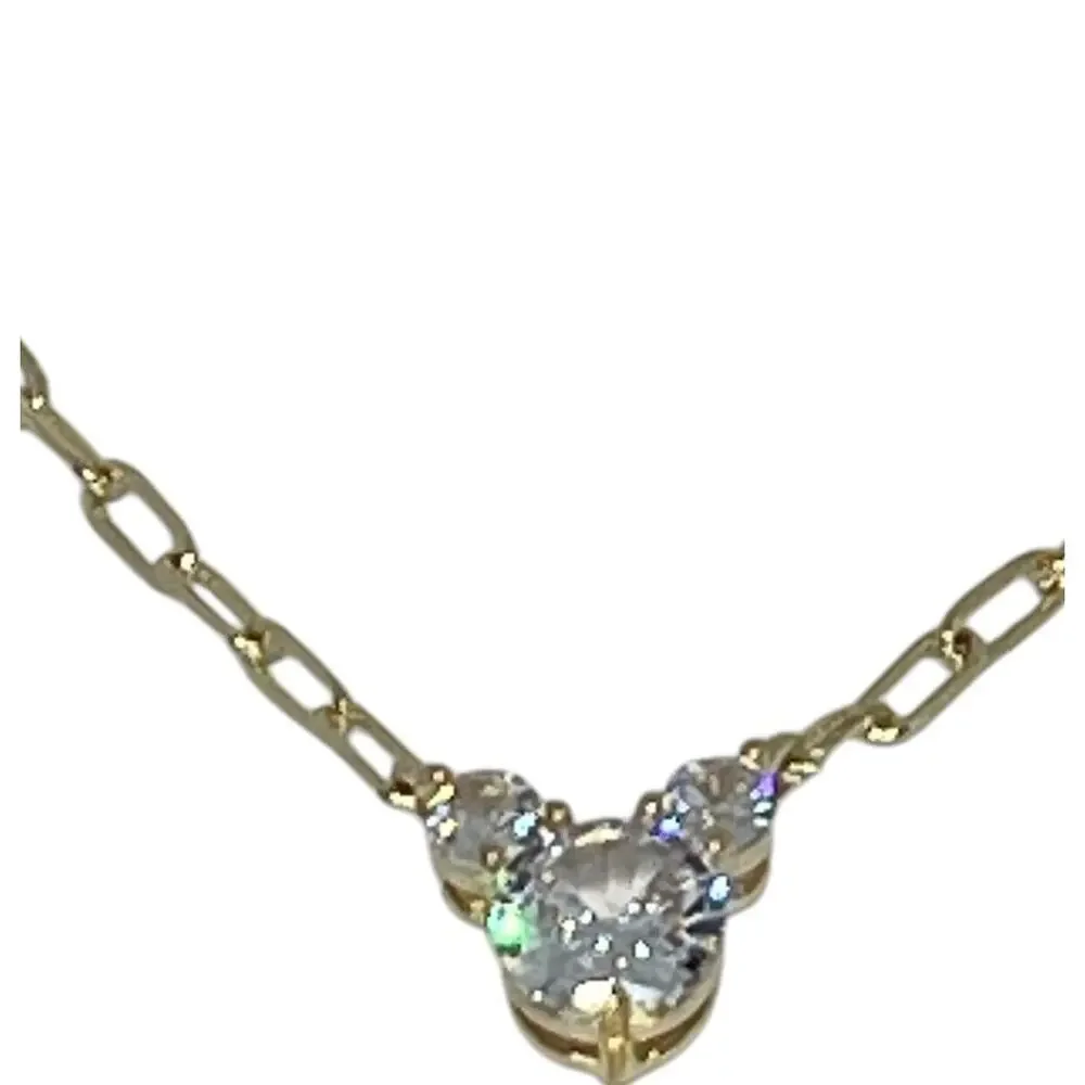Disney Mickey Mouse Ears 14K Gold Plated Necklace Stylish Timeless Fashion NEW